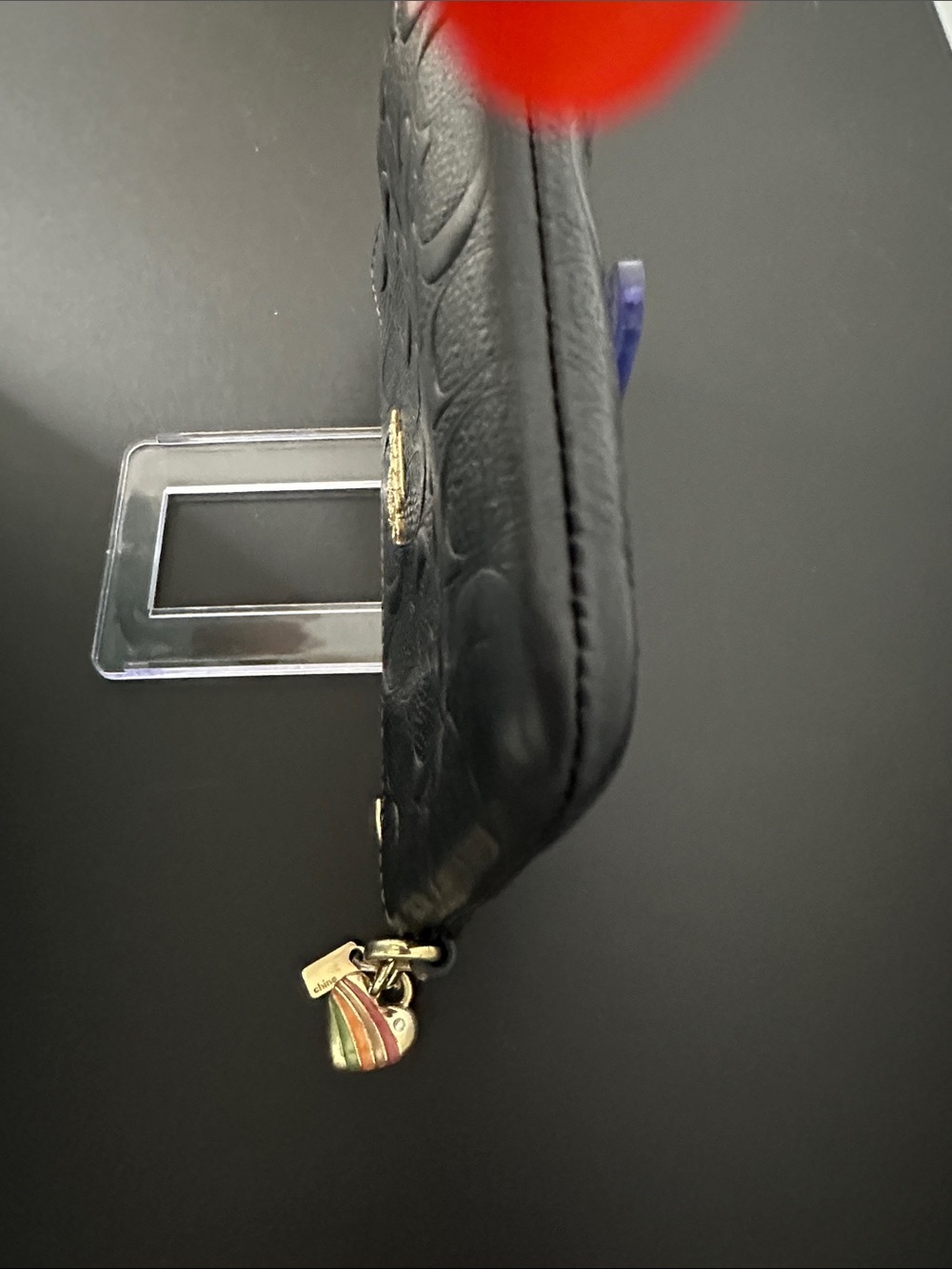 Coach Black Embossed Signature Wristlet with Gold Accent & Charm. Perfect - Picture 12 of 13